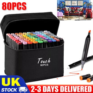 80 Colour Brush Pens Set Dual Tips Soft Fine Art Markers Drawing Watercolour