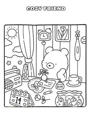 cozy friends colouring book