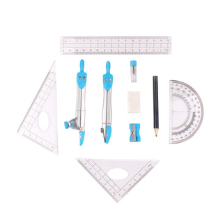 10 Piece Set Of Measuring Tools For Student Geometry Drawing Exam