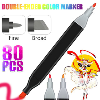 80 Colour Brush Pens Set Dual Tips Soft Fine Art Markers Drawing Watercolour